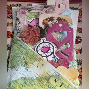 Valentine day inspiration mystery Ephemera map multi pocked